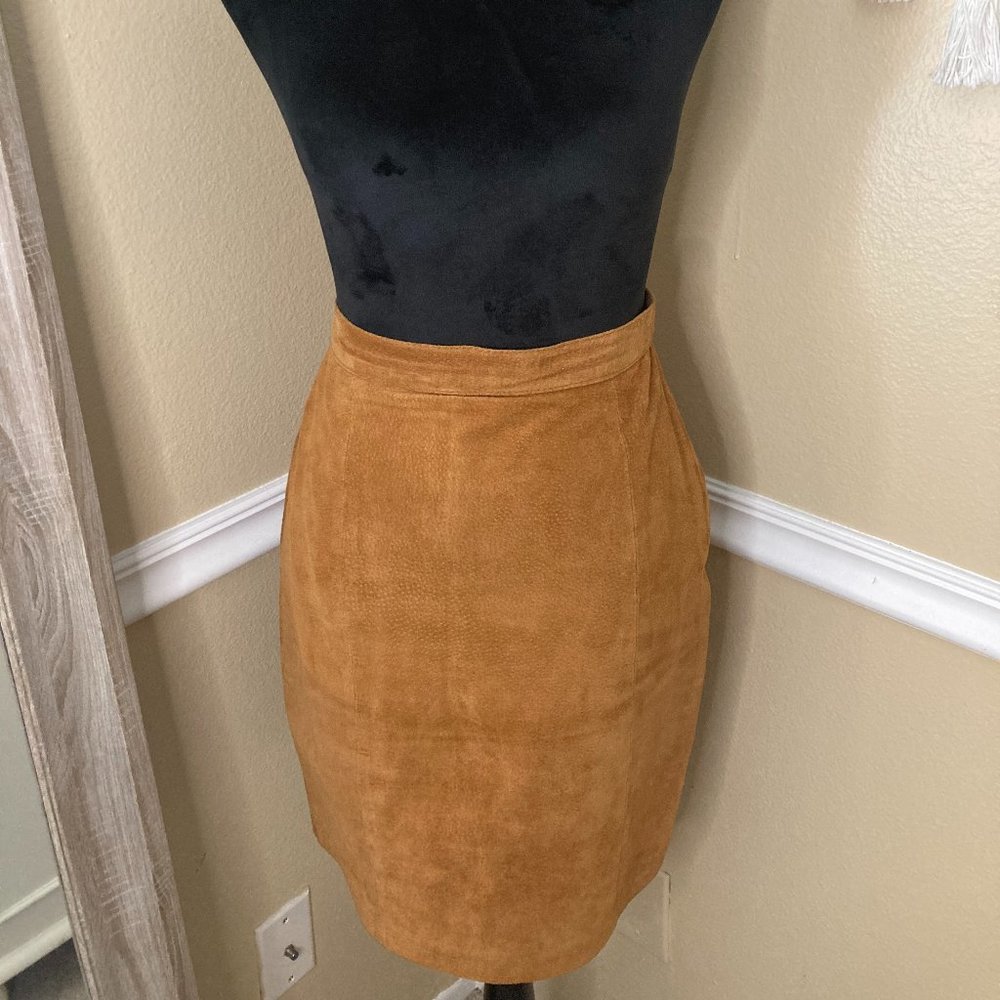 The Limited Brown Suede Leather Pencil Skirt